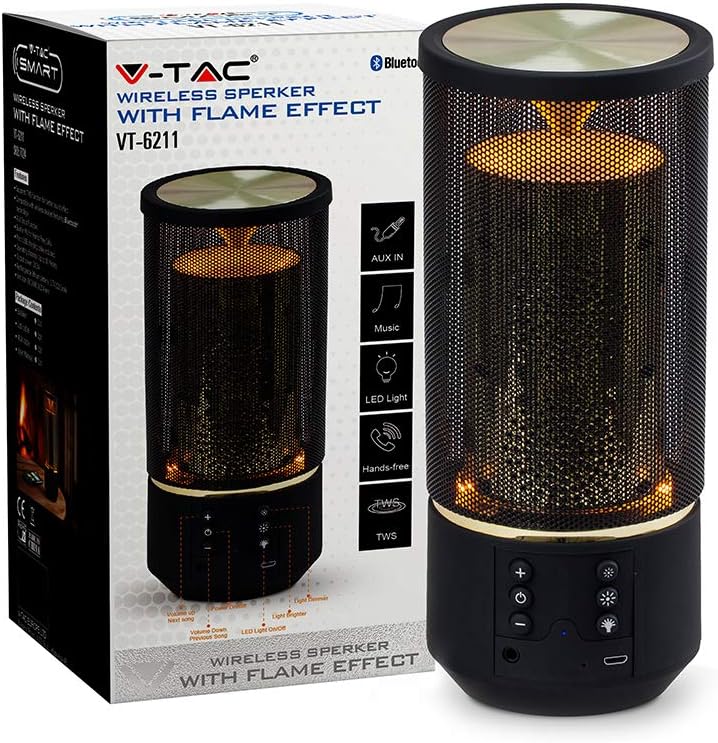 V-TAC VT-6211 Portable Bluetooth Speaker - Zwart, Black, 88.3 x 88.3 x 204 mm - Image 3