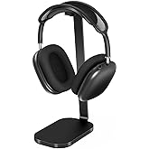 VICHYIE Headphone Stand for AirPods Max, Headset Holder with Aluminum Supporting Rod, Heavy Base Desk Stand Headphones Support Accessory for All Headphones - Black