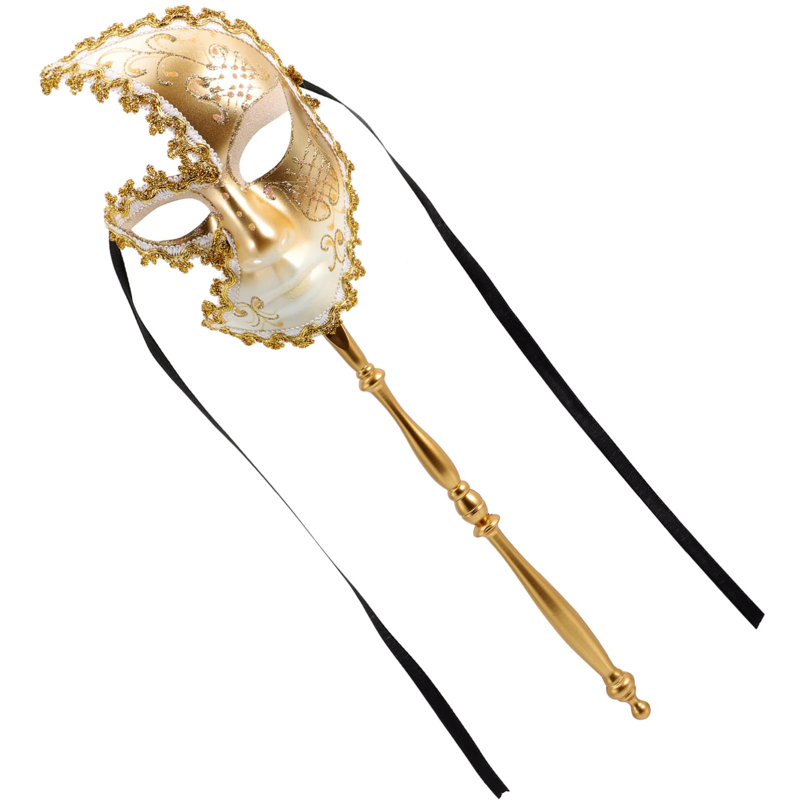 ABOOFAN Fiesta Half Face Mask Venetian Party Mask On Stick Handheld Maskerade Mask Photo Prop