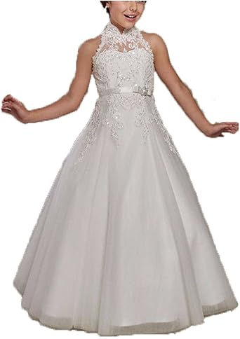 high neck flower girl dress