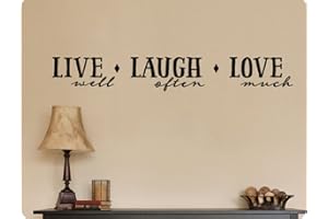 WALLPRESSIONS 48"x7" Live Well Laugh Often Love Much with Embelishments Family Wall Decal Sticker Art Home DŽcor