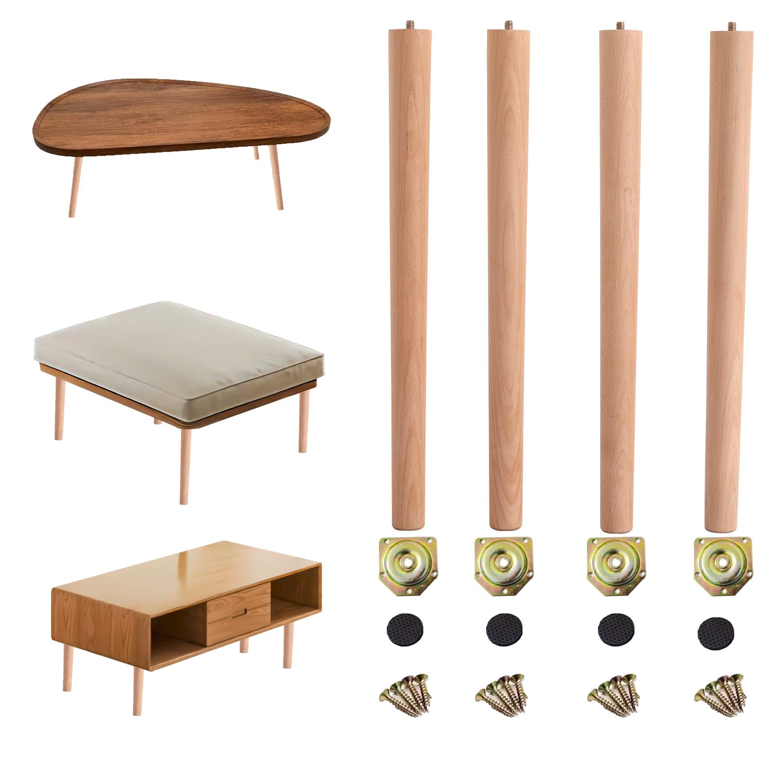 Photo 1 of TSTKCOM 12 inch Wood Legs, Wooden Furniture Legs,Mid Century Modern Style Replacement Legs Suitable for Coffee Table,Chair Night Stand Table,Including Angled Mounting Plates,