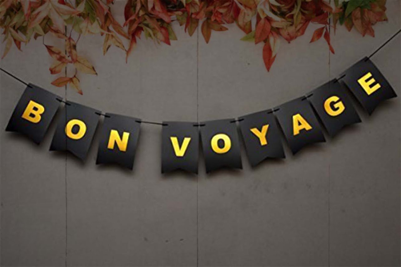 Signatives Bon Voyage Banner Travel Farewell Party Retirement Decoration Card Stock Uk Brand Card Ban 15 Amazon In Toys Games