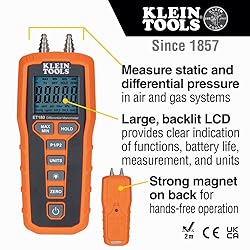 Klein Tools ET180 Digital Manometer, Air and Gas