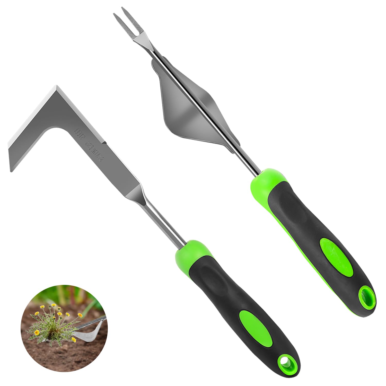 Photo 1 of Juxifyron  Puller Tool, Manual Hand Weeder Tool, Crack Weeder Crevice Weeding Tool Stainless Steel, Paving Brick Moss Dandelion Removal, 2 Pack Weed Remover Tool for Garden Patio
