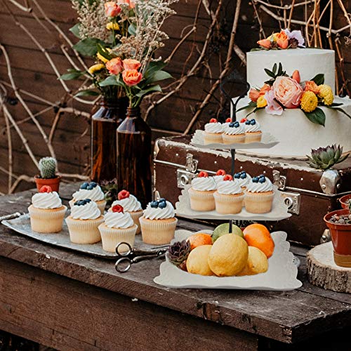 Lucky Will 3 Tier Cupcake Stand Plastic Tiered Tray Dessert Cakes Snacks Display Tower Tray for Wedding Birthday Party Tea Party (Black New Crown,Square)