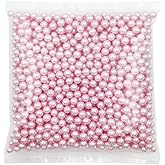 INSPIRELLE 1100pcs Pink Undrilled ABS Art Faux Pearls for Vase Fillers, 8mm No Hole Makeup Beads to Hold Lipstick Eyeliner, Imitation Round Pearl Beads for Table Scatter Home Wedding Decoration