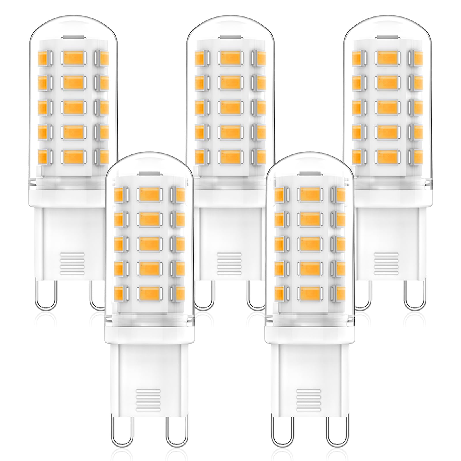 RuLEDne G9 LED Bulbs 3W, 2700K Warm White, Equivalent to 28W 33W 40W Halogen Bulbs, AC 220-240V G9 LED Light Bulbs, Non Flicker, Non Dimmable G9 Bi-pin Bulbs, 360° Beam Angle, Pack of 5