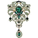 Rhinestone Baroque Vintage Brooch for Women Men Elegant Flower Teardrop Diamond Brooches Laple Pins Scarf Clip Clothes Accessories Boutonniere Corsage for Daily Wear Jewelry Wedding Holiday