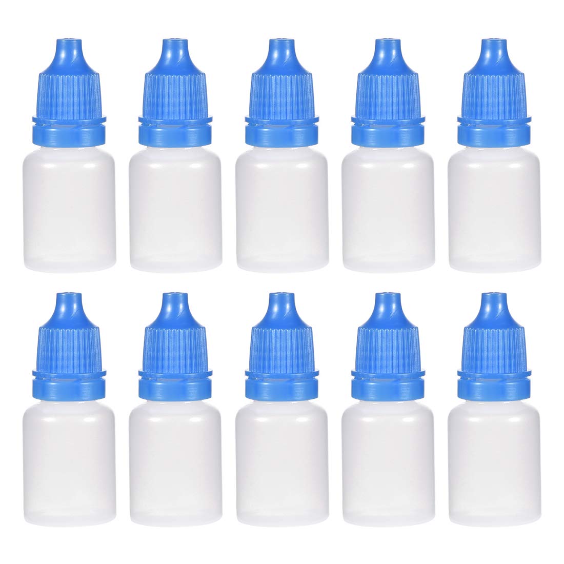 uxcell Plastic Dropper Bottles, 5ml/0.17 oz Empty Squeezable Liquid Dropper Bottle with Cap, Blue, Pack of 50