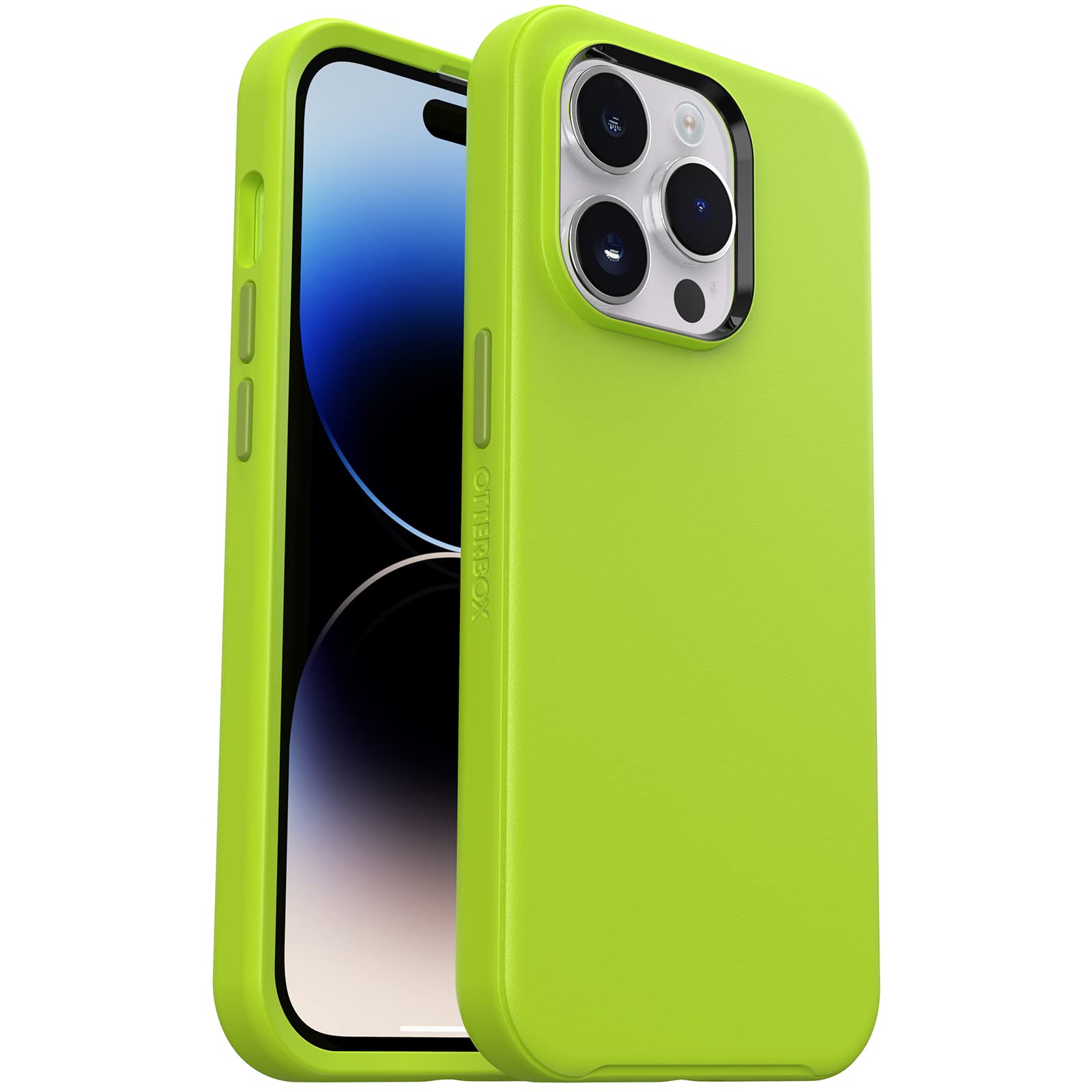 OtterBox iPhone 14 Pro (ONLY) Symmetry Series+ Case - Lime All Yours (Green), Ultra-Sleek, Snaps to MagSafe, Raised Edges Protect Camera & Screen
