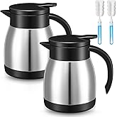 Norme 2 Pcs Thermal Coffee Carafe Insulated Stainless Steel Coffee Carafe for Hot Liquid Vacuum Thermal Pot Creamer Pitcher Dispenser with Brushes Keeping Hot Water Milk(Silver,17 oz)