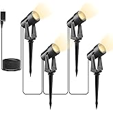 Svater 4 Pack Landscape Lighting Low Voltage,Outdoor Spotlights with Transformer, Plug in LED Spot Lights for Yard, Backyard,House 12V 3000K Warm White, IP65 Waterproof