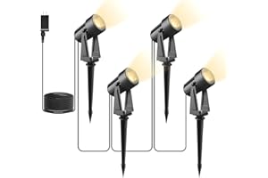 Svater 4 Pack Landscape Lighting Low Voltage,Outdoor Spotlights with Transformer, Plug in LED Spot Lights for Yard, Backyard,House 12V 3000K Warm White, IP65 Waterproof