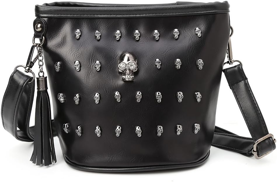 Dabixx - Bolso bandolera para mujer, diseño de calavera punk gótico, color negro