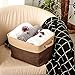 EZOWare Set of 3 Large Canvas Fabric Tweed Storage Organizer Cube Set W/Handles for Nursery Kids Toddlers Home and Office - 15 L x 10.5 W x 9.4 H -Brown/Beige