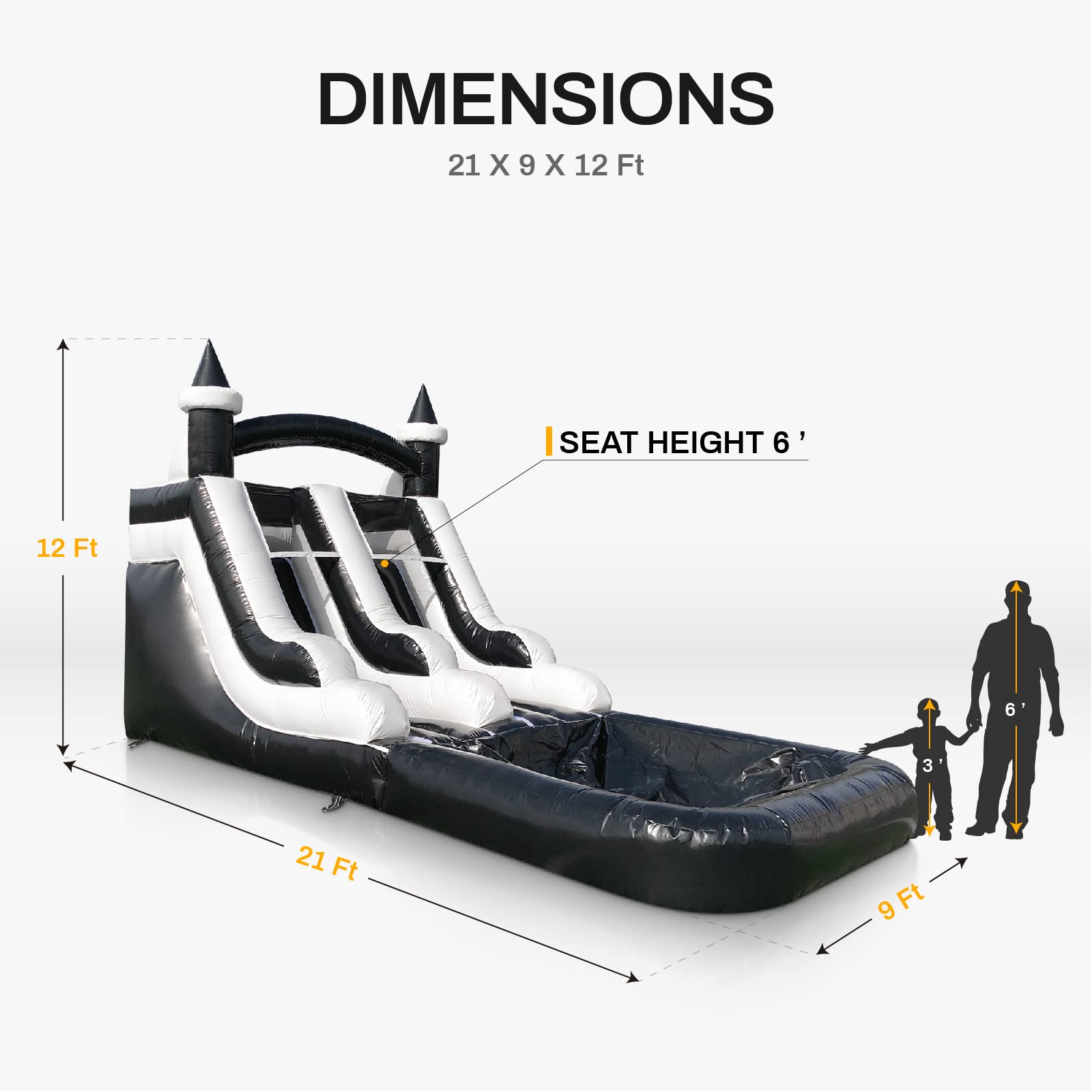 21x 9 x 12FT Inflatable Tall Water Slide with Pool-with Air Blower, for Kids and Adults, Commercial Grade 100% PVC Vinyl, Outdoor Backyard Summer Refreshing