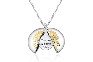 WSNANG You Are My Bestie Sunflower Locket Necklace Friendship Jewelry Gift for BFF Best Friend Sister