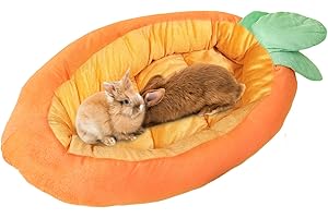 Acsist Bunny Bed, Rabbit Bed Carrot Shape, Soft & Machine Washable with Removable Cushion for Guinea Pig Chinchilla Squirrel Hedgehog and Other Small Animals (Carrot Shape)