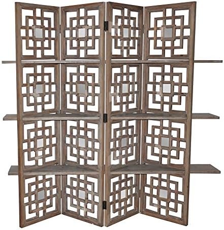 Spring Creek Driftwood and Mirror Screen 3-Shelf Bookshelf