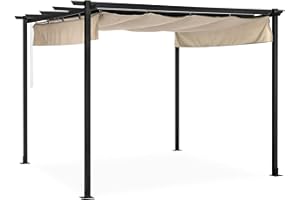 Best Choice Products 10x10ft Extra-Large Outdoor Pergola, Patio Shelter w/Retractable Sun Shade Canopy Cover, Weather-Resistant Fabric, Steel Frame, 16 Ground Stakes - Black