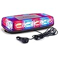 Xprite Upgraded 12" 72LED Rooftop Mini Strobe Lights, Emergency Safety Flashing Beacon Light Bar with Magnetic Base for 12V-24V Construction Vehicles, Trucks, Snow Plow, Postal Car (Mix Red/Blue)