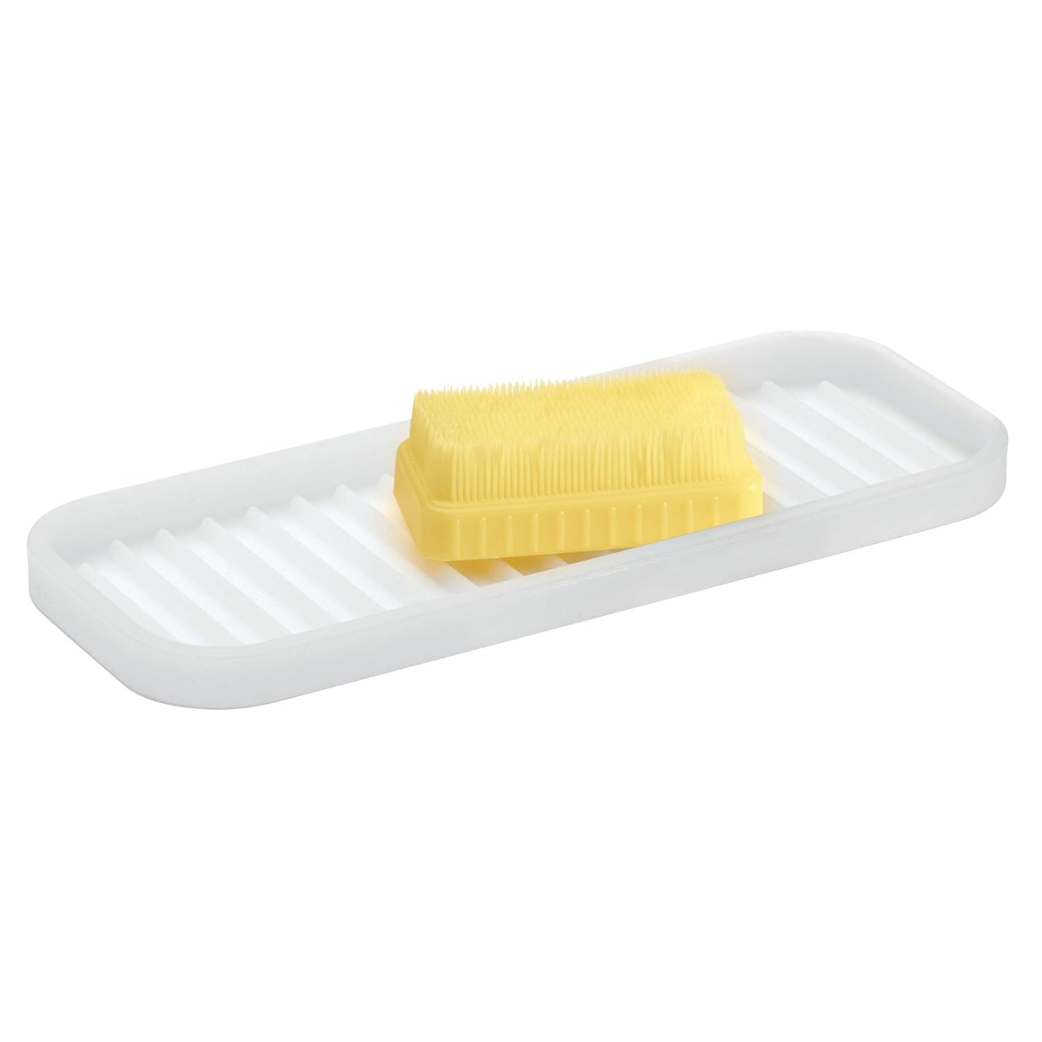 iDesign Lineo Silicone Kitchen Sink Tray for Sponges, Scrubbers, Soap - Clear