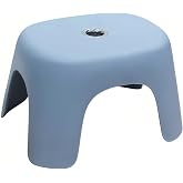 Small Plastic Step Stool - Heavy Duty ABS Shower Stool, Anti-Slip Bath Stool for Adults | Compact Foot Stool for Bathroom, Kitchen &amp; Garden (Blue)
