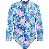 BAYIMEE Girls Swimsuits One Pieces Long Sleeve Swimwear Zipper Rashguard Bathing Suits 2-12 Years