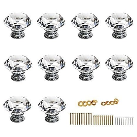 Buy Sumnacon 10 Pcs 40mm Clear Crystal Door Knobs Diamond