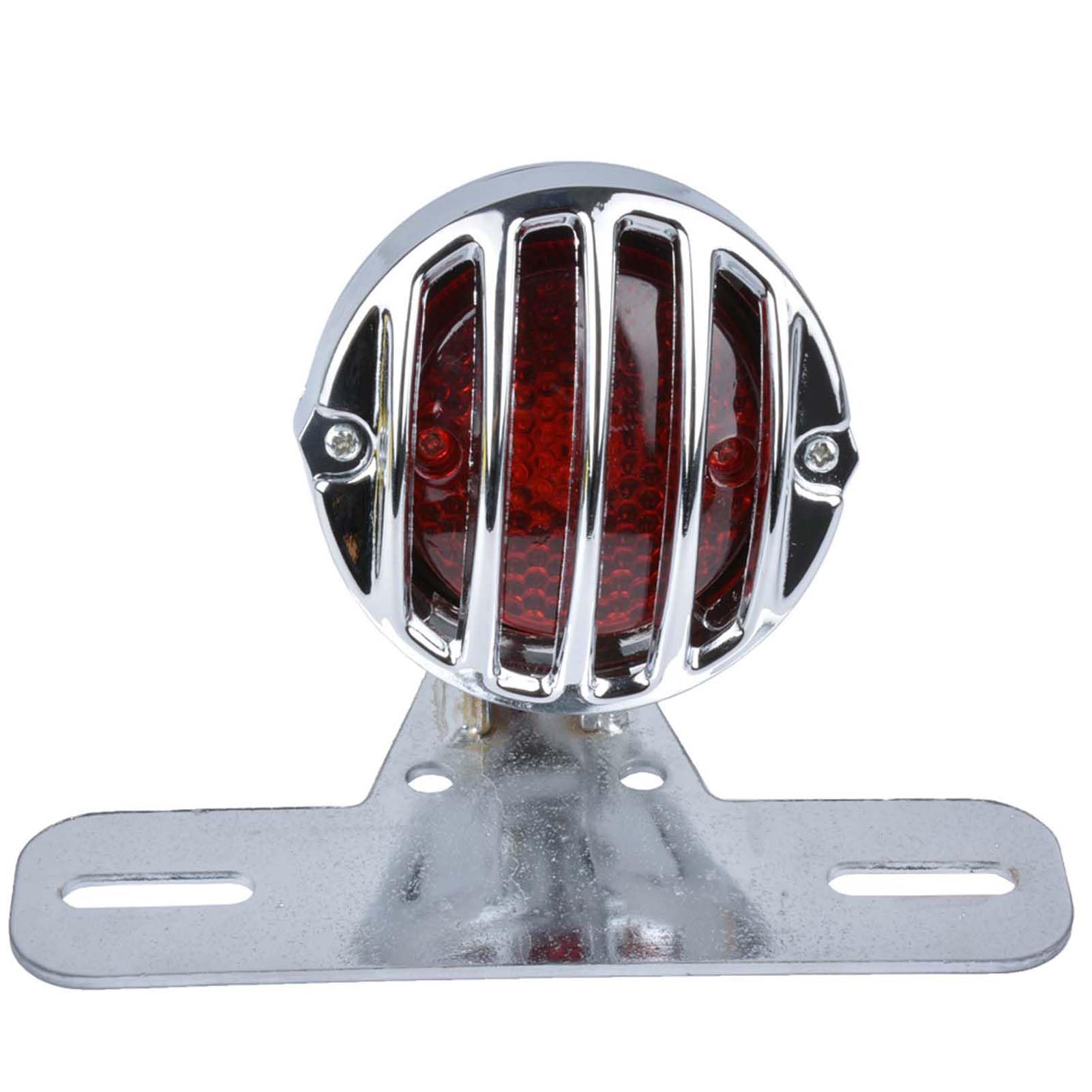 NATGIC Motorcycle Tail Light, 12V Universal Motorcycle Brake Light Vintage Retro Look Style Rear Stop Light with License Plate Holder for All Types of Modified Motorcycles & Bike - Silver