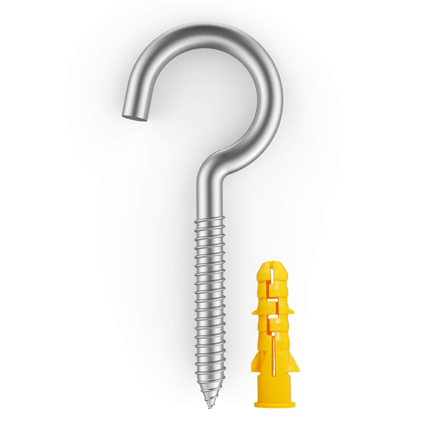 YAIRMIS 20 Pieces of 304 Stainless Steel Kits, Ceiling Cup Hook Screw Hooks, Ring Screws for Home, Office and Outdoor use, Lighting Hook Racks, self-Tapping Hooks, Hooks (VF006-4.4-20-UK)