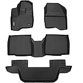 GINOWY-Floor Mats for Ford Explorer 2011-2014 7 Passenger Bench Seat, TPE All Weather Explorer Floor Mats, Waterproof Easy to Clean Non-Slip Floor Liners Accessories Black