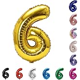 YPSelected 32 Inch Large Foil Helium Number Balloon Birthday Wedding Party 0-9 (Gold, 6)