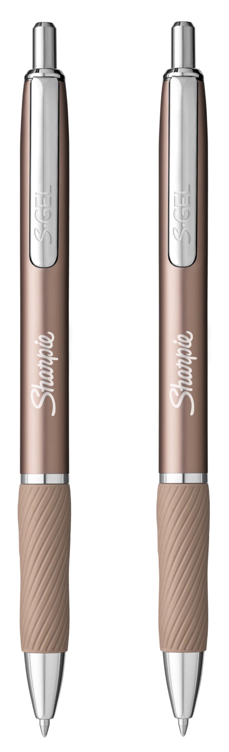 Sharpie S-Gel Pens | Medium Point 0.7mm | Black Ink | Pack of 2 | Metal Barrel Gel Pens | Rose Gold