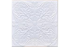 ANTIQUE CEILINGS 50pc of Astana White (20"x20" Foam) Ceiling Tiles - Covers About 135sqft - Styrofoam Ceiling Tile for Glue up Application