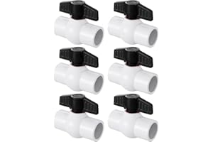 ZXZYHFTY 3/4" PVC Ball Valve, 6PACK Black T-Handle Shut-Off Valve, for Cold Water Supply lines