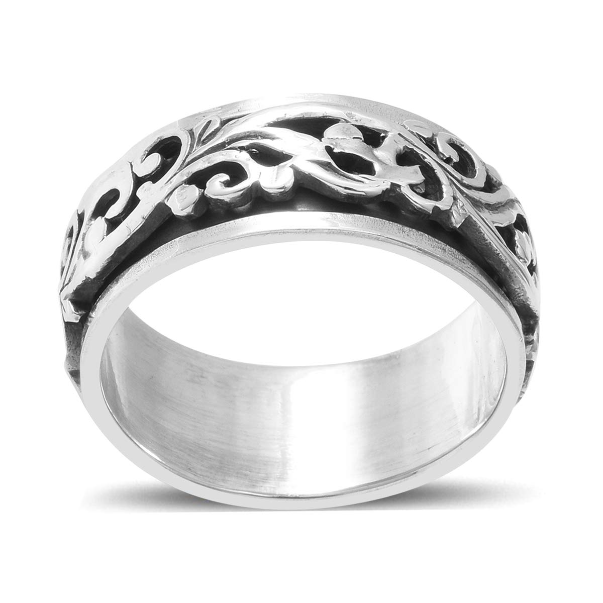 SHOP LC DELIVERING JOYFidget Ring Women 925 Sterling Silver Rings for Women - Moon Star Anxiety Rings for Women Platinum Plated - Spinner Ring Stress Relief Wedding Band Jewelry Gifts