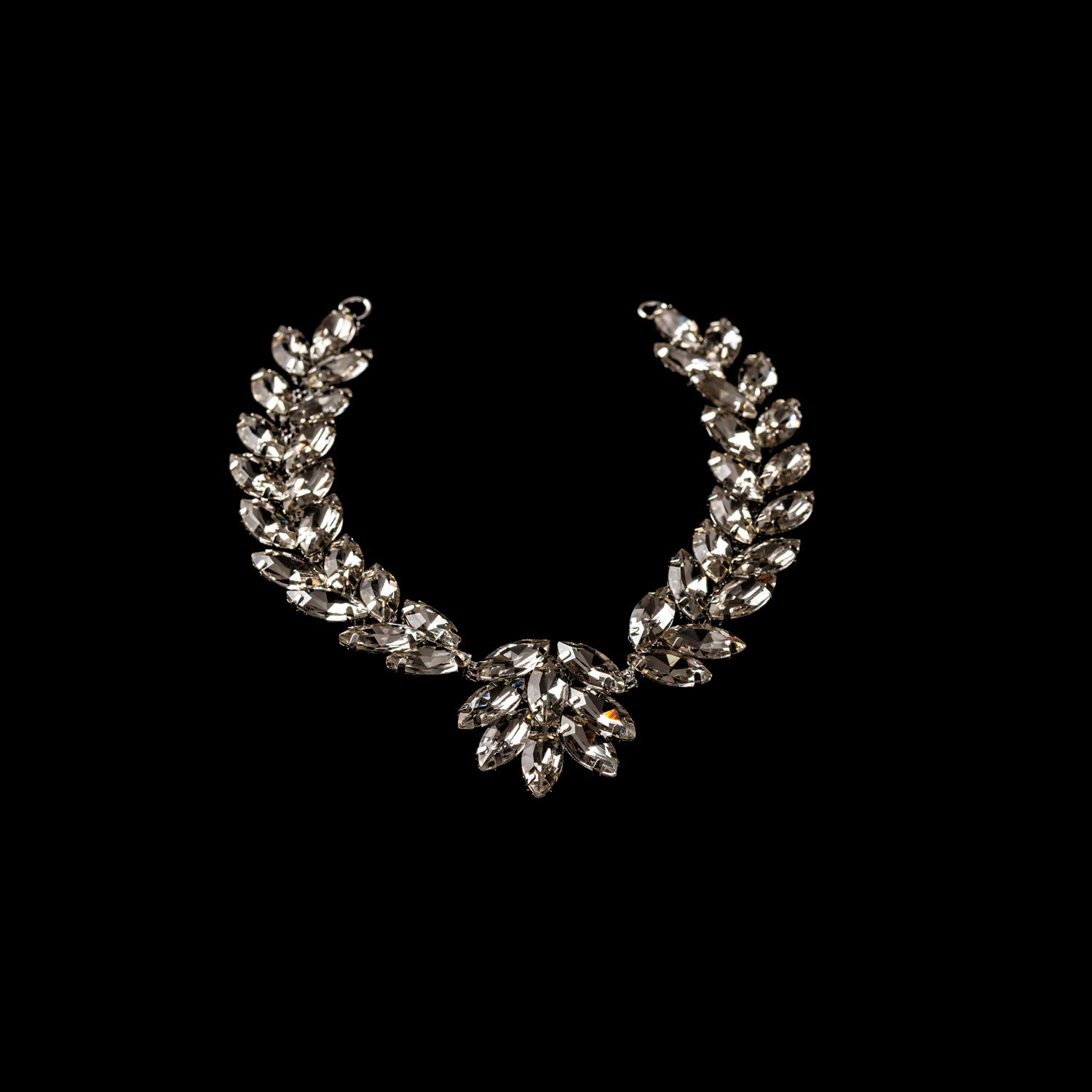 Trimming Shop Diamante Motif Sew On Rhinestone Applique Crystal Patch for Embellishment Wedding Bridal Dresses, Gowns, Crafts, Clothing Decoration, 215mm x 50mm