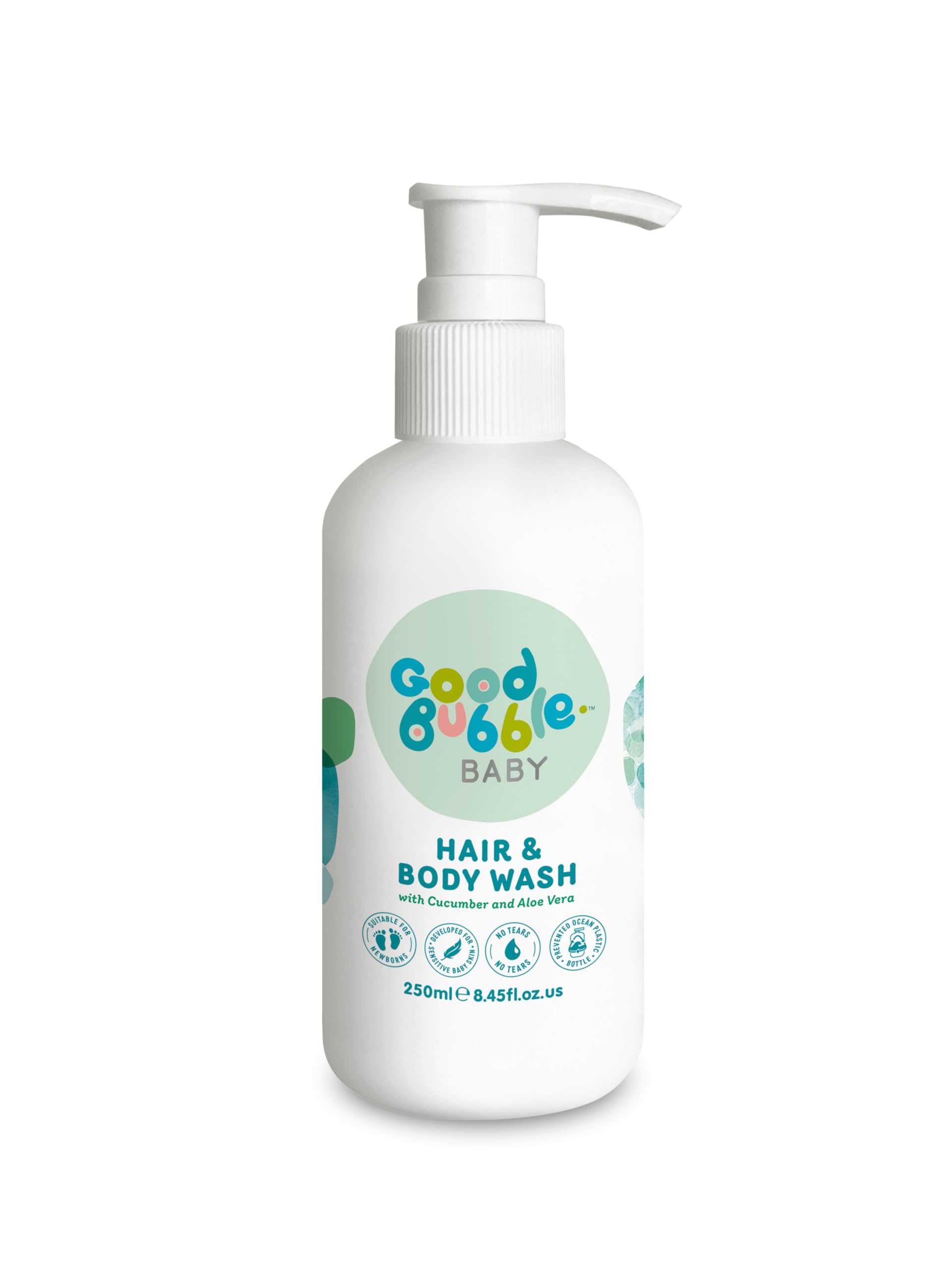 Good Bubble Hair & Body Wash with Cucumber and Aloe Vera (250ml) - No-Tears Baby Shampoo & Body Wash - Sulphate-Free with Allergen-Free Fragrance - Gentle Wash for Babies & Toddlers