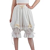 Nuoqi White Ruffle Bloomer for Women Cotton Victorian Pantaloons Knee Length Bloomer