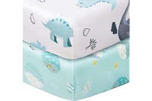 Littogoose Graco Pack and Play Mattress Sheets Fitted, Mini Crib Sheets 2-Pack for Pack 'n Play Mattress, Stretchy Playard Sheets