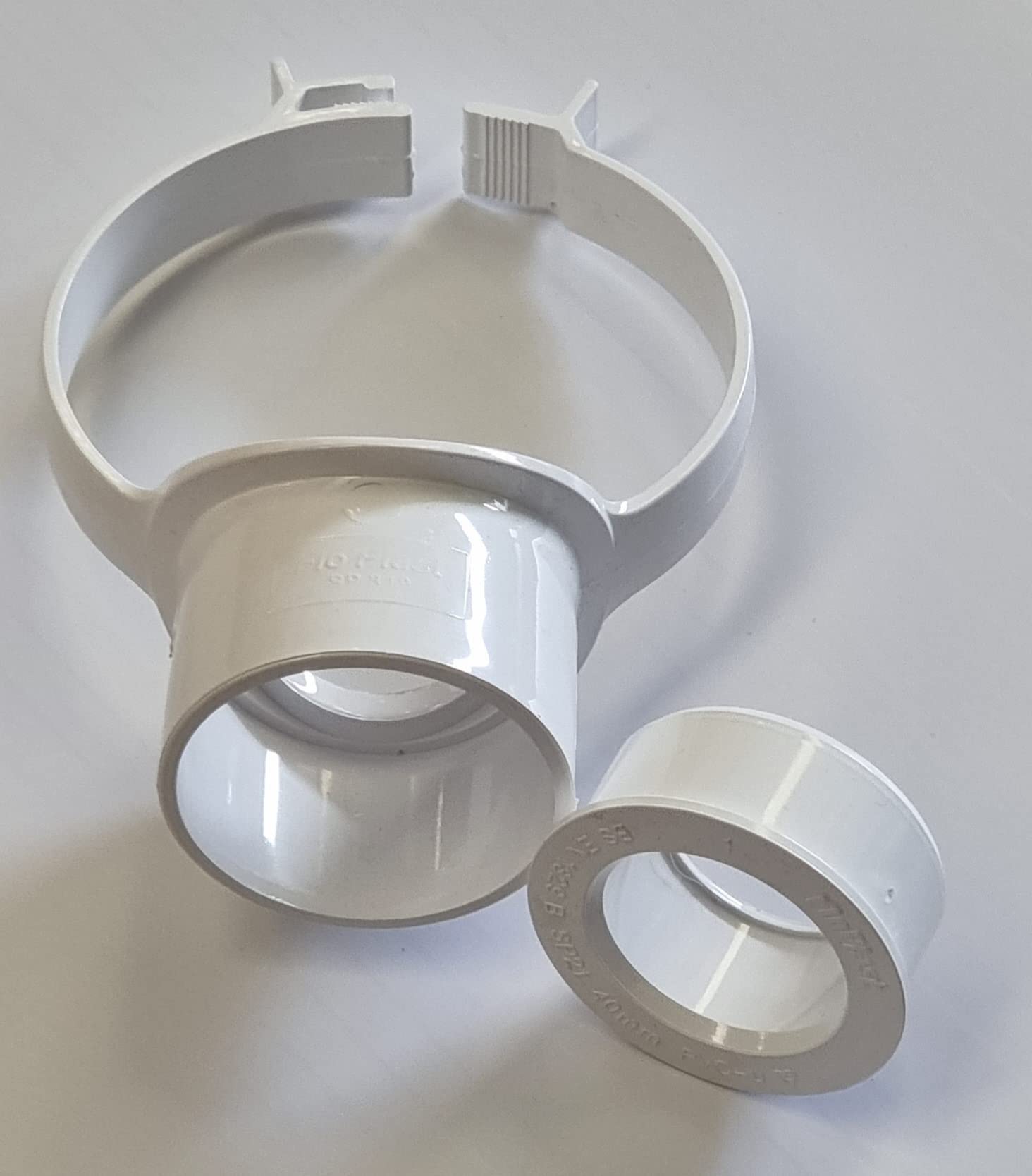 Floplast Soil Pipe White Strap Boss with 40mm - 1.5" Solvent Boss Adapter