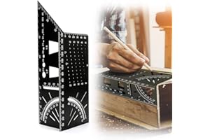 Aluminum Alloy Woodworking Square Size Measure Ruler, welltop 3D Mitre Angle Measuring Tool, Multifunctional 45/90 Degree Angle T Ruler Gauge, for Three Dimensional Items Measuring Timber, Pipes