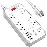 6ft Extension Cord Smart Plug Surge Protector - NUOZHI WiFi Power Strip with 3 Smart Outlets and 3 Always on outlets and 4 US