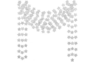 TTSAM 6 Pcs Glitter Silver Star Paper Garland Christmas Birthday Party Decorations Sparkling Bunting Banner Hanging Decorations for Bridal Shower Baby Shower Bachelorette Party Wedding Holiday (50 Feet)