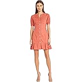 Donna Morgan Womens Button Down Dress for Women with Ruffle Hem Flounce | Short Dress