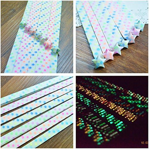 Double colored Glow in Dark Lucky Star Origami Folding Plastic Strip Paper"star" Set04