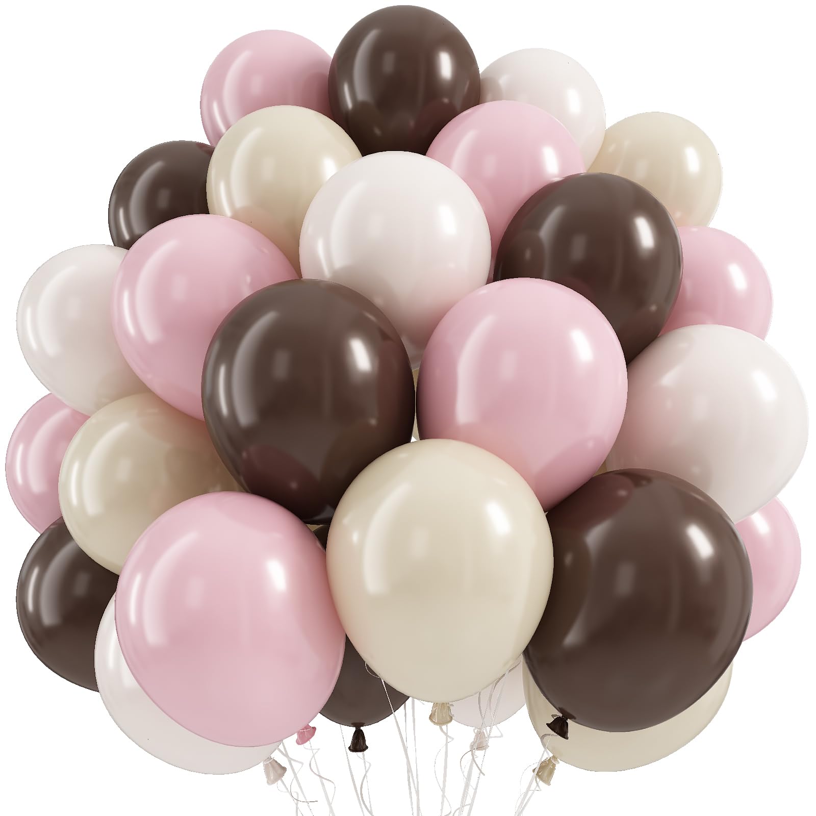 Pink and Brown Balloons, Espresso Martini Party Decorations, Dusty Pastel Pink Brown Coffee Chocolate Beige White Sand Latex Balloons for Birthday Bachelorette Bear Party Boho Bridal Baby Shower Decor β image 1