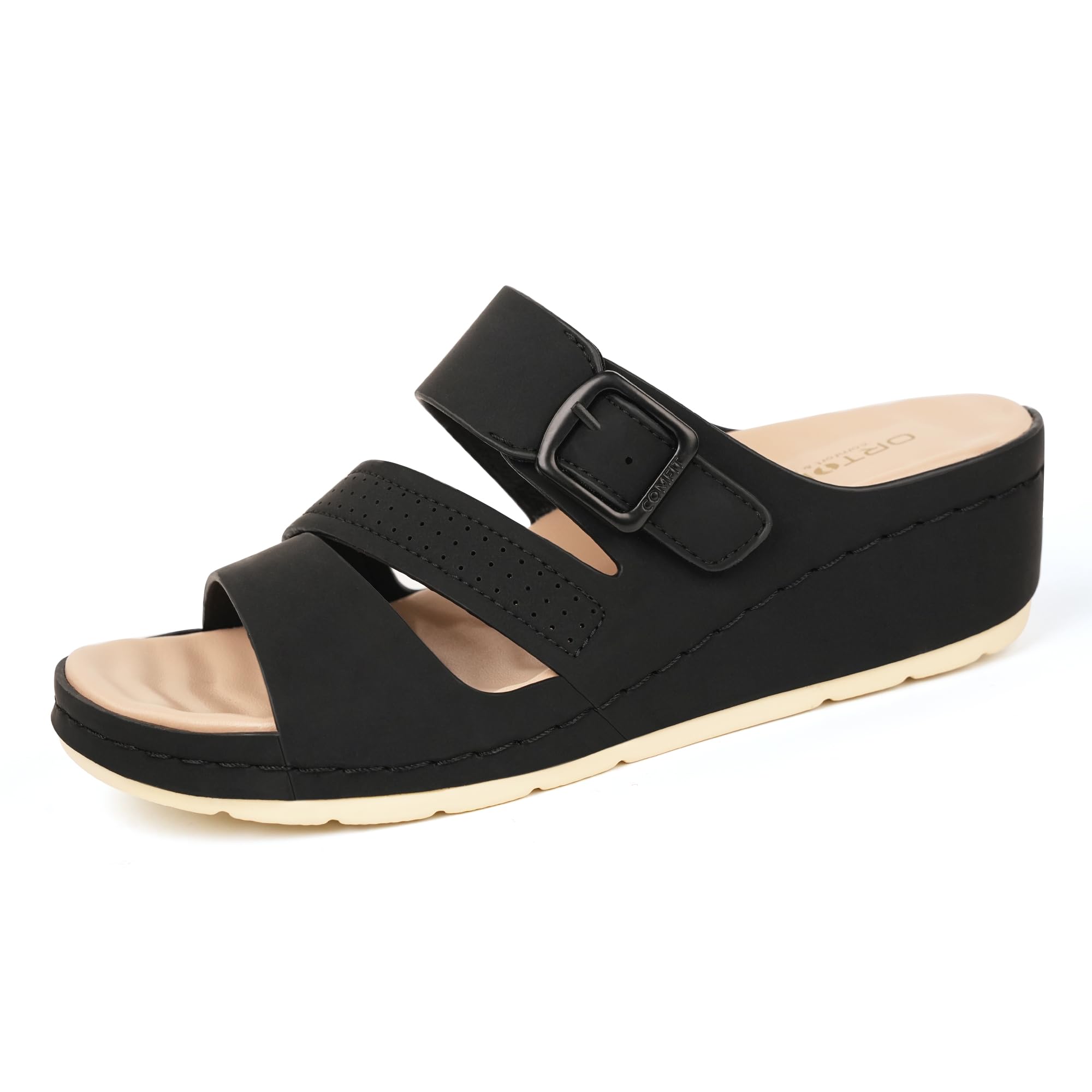 Photo 1 of ORTOREX Women Arch Orthotic Support Comfort Slides Orthopedic Sandals (5,Black)